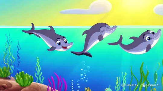Vibrant Underwater World: Dolphins, Octopus, and Whale – AI Generated Video | Hailuo AI