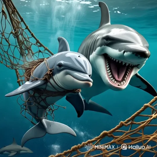 Dolphin in Distress Encounters Great White Shark – AI Generated Video | Hailuo AI