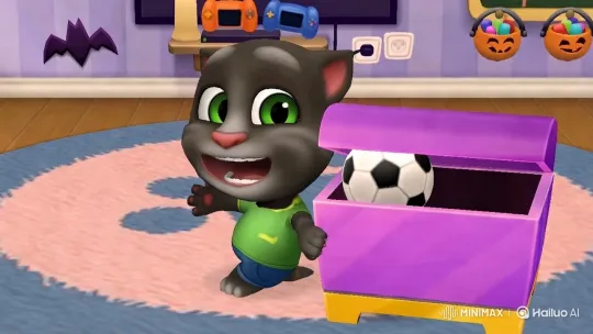 Animated Black Cat Explores Halloween-Themed Children's Room – AI Generated Video | Hailuo AI