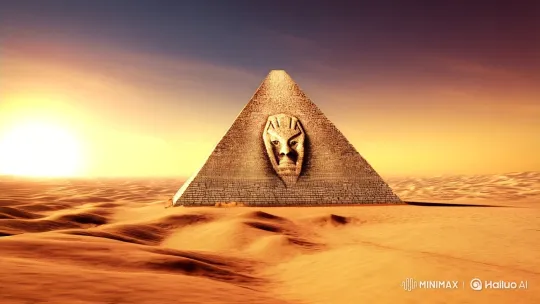 Sunset Chase: Pyramid Transforms and Flees in Futuristic Desert Pursuit – AI Generated Video | Hailuo AI