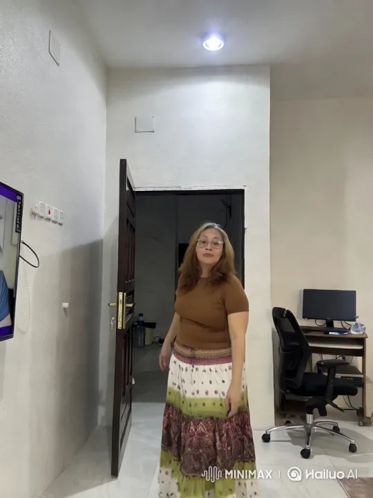 Woman in Colorful Skirt in Bright, Organized Room – AI Generated Video | Hailuo AI