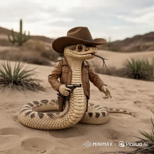 Aesthetic Cowboy Snake in the Desert Adventure – AI Generated Video | Hailuo AI