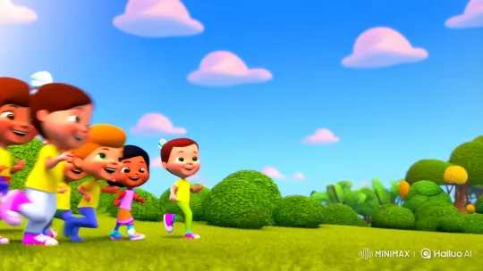 Vibrant Park Scene with Joyful Cartoon Kids – AI Generated Video | Hailuo AI