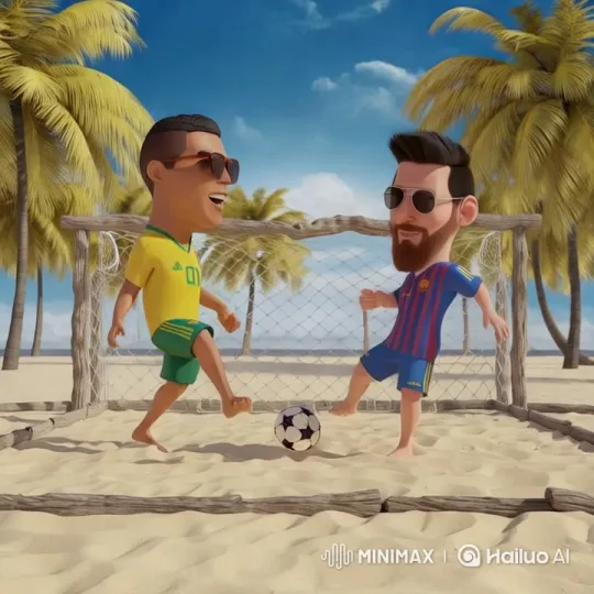 Beach Soccer Match: Cartoon Characters in Vibrant Battle – AI Generated Video | Hailuo AI