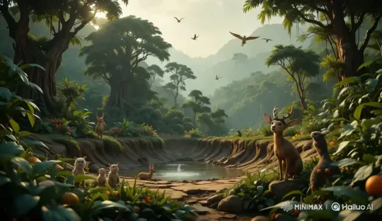 Tranquil Forest Ecosystem: A Serene Oasis Alive – AI Generated Video | Hailuo AI