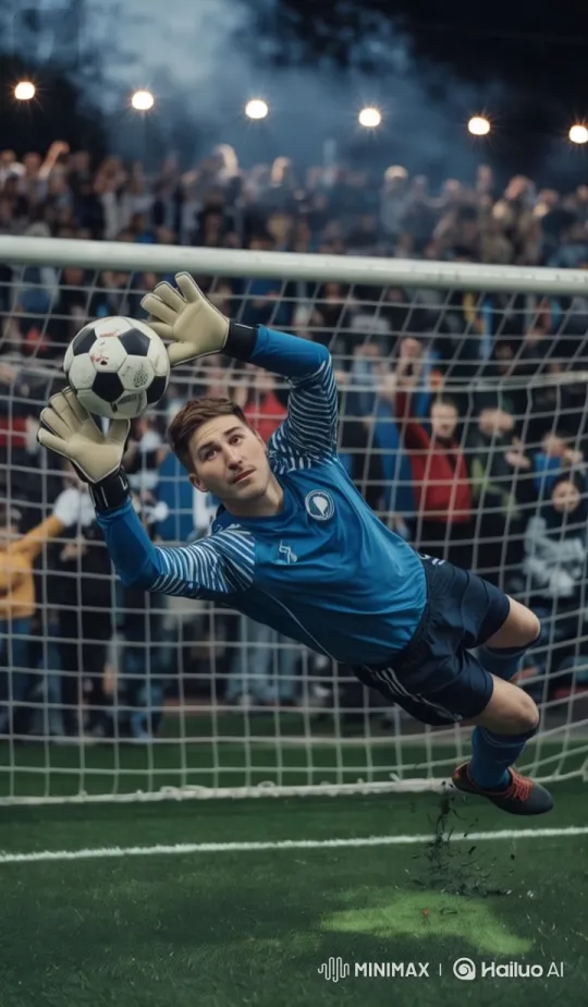 Dynamic Soccer Save Attempt in a Packed Stadium – AI Generated Video | Hailuo AI