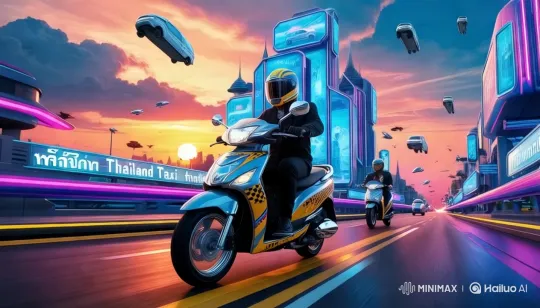 Futuristic Cityscape: High-Tech Motorcycle Chase – AI Generated Video | Hailuo AI