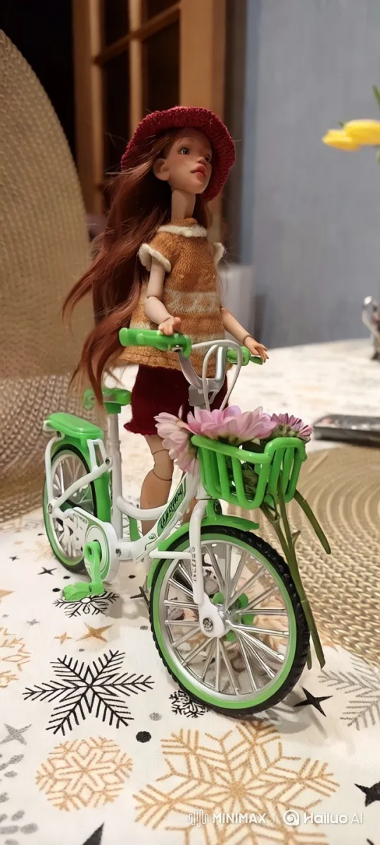 Whimsical Indoor Bicycle Ride with Festive Details – AI Generated Video | Hailuo AI