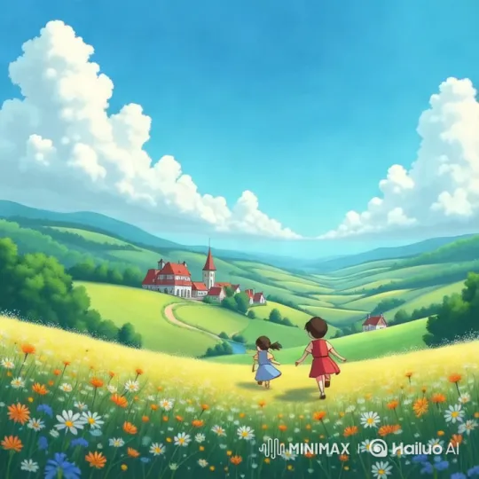 Enchanted Countryside: Children in a Dreamy Meadow – AI Generated Video | Hailuo AI