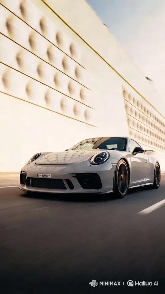 Porsche 911 GT3: Dynamic Drive Through Urban Streets – AI Generated Video | Hailuo AI