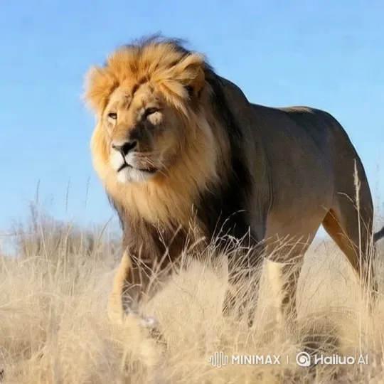 Majestic Lion Dominates Serene Grassland – AI Generated Video | Hailuo AI