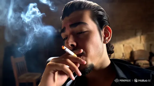 Contemplative Man in Rustic Room Smoking – AI Generated Video | Hailuo AI