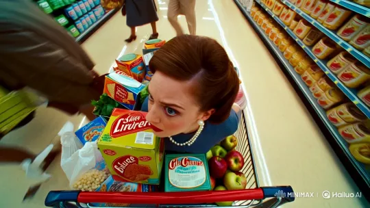 Housewife's Struggle in Mid-Century Supermarket – AI Generated Video | Hailuo AI