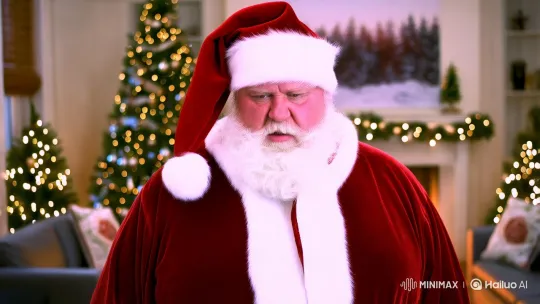 Santa Reveals Hidden Feminine Identity in Elegant Transformation – AI Generated Video | Hailuo AI