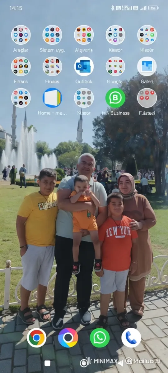 Family Embraces in Park Amidst Nature and Fountains – AI Generated Video | Hailuo AI