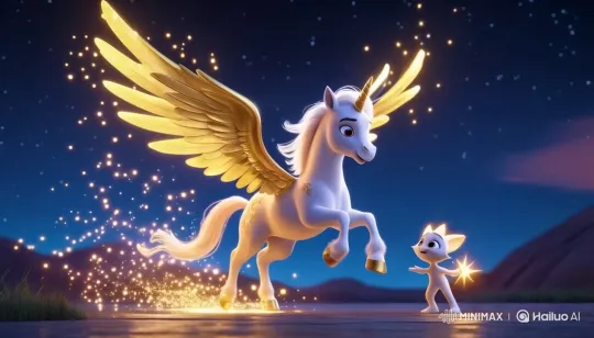 Magical Pegasus Flaps Wings, Enchants Tiny Spectator – AI Generated Video | Hailuo AI