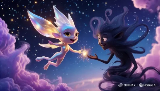 Luminous Spark Meets Shadow Wind in Enchanted Fantasy – AI Generated Video | Hailuo AI