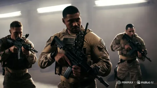 Military Squad Readies for Intense Battle – AI Generated Video | Hailuo AI