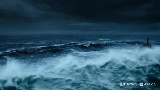 Stormy Seascape with Resilient Figure – AI Generated Video | Hailuo AI