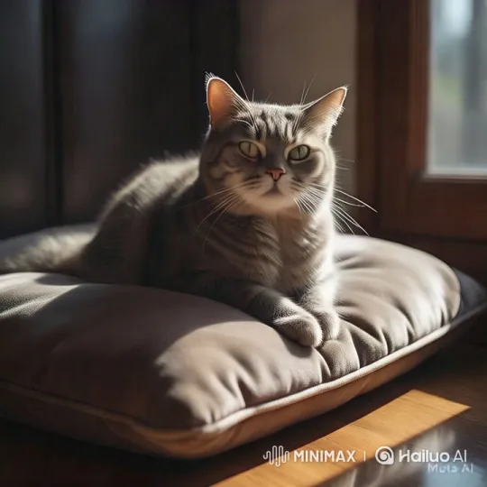 Graceful Tabby Cat Mimics Elegant Stride in Sunlit Scene – AI Generated Video | Hailuo AI