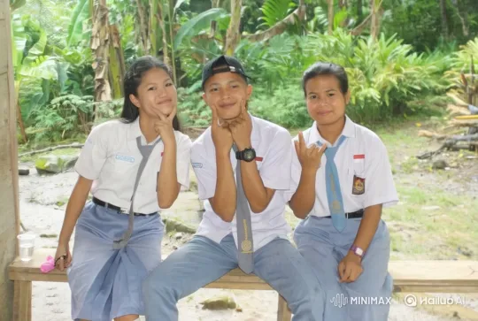 Outdoor School Scene with Students and Swaying Trees – AI Generated Video | Hailuo AI
