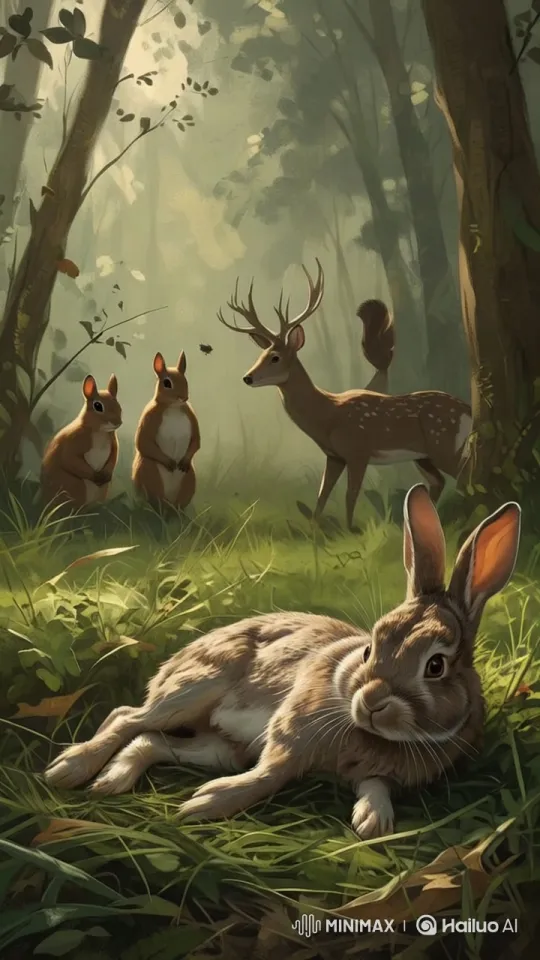 Solitary Rabbit Amidst Tranquil Forest – AI Generated Video | Hailuo AI