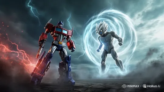 Optimus Prime G1 Battles Ultra Instinct Goku in Epic Storm – AI Generated Video | Hailuo AI