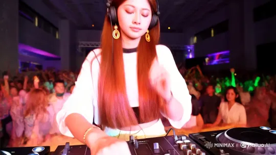 Korean DJ Girl Enchants Crowds with Energetic Set – AI Generated Video | Hailuo AI