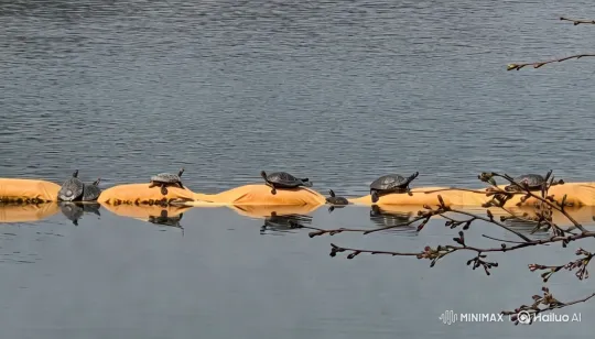 Turtles Basking on a Tranquil Lake's Surface – AI Generated Video | Hailuo AI