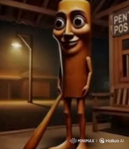 Sad Wooden Figure at a Dim Bus Stop – AI Generated Video | Hailuo AI