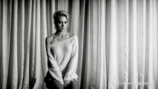Graceful Woman Stands Up in Elegant Setting – AI Generated Video | Hailuo AI