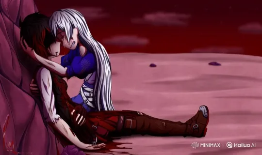 RWBY: Weiss Mourns Lifeless Ruby in Desolate Landscape – AI Generated Video | Hailuo AI