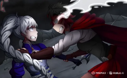 Ruby Rose's Struggle and Weiss's Attempt to Calm Her Down – AI Generated Video | Hailuo AI