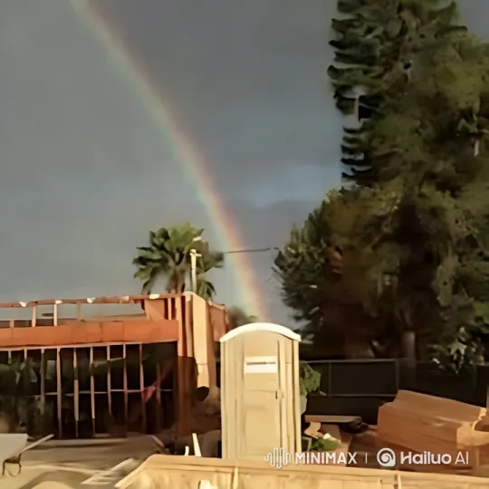 Construction Site Rainbow with Animated Outhouse – AI Generated Video | Hailuo AI