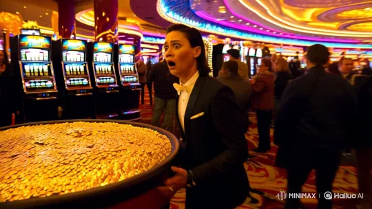 Jackpot Triumph: Casino Euphoria Captured on Film – AI Generated Video | Hailuo AI