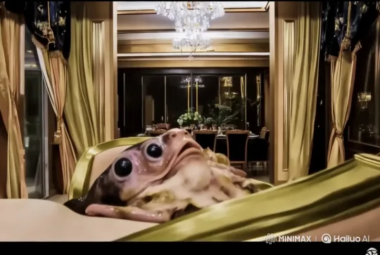 Luxurious Alien Creature Rests in Opulent Hotel Room – AI Generated Video | Hailuo AI