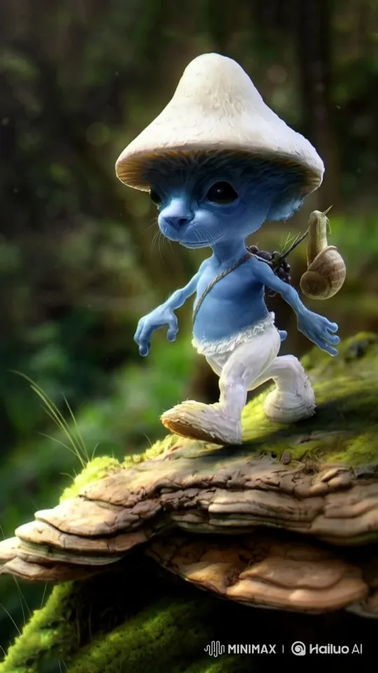 Mushroom-Capped Creature Walks Through Lush Forest – AI Generated Video | Hailuo AI