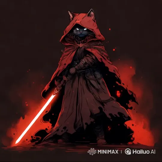 Black Cat with Lightsaber in Dark, Eerie Setting – AI Generated Video | Hailuo AI