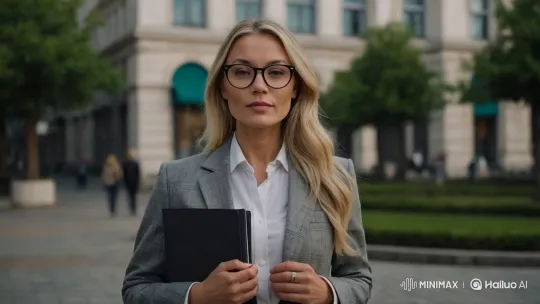 Professional Woman in Elegant Urban Setting – AI Generated Video | Hailuo AI