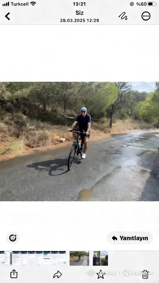Cyclist Navigates Serene Wet Road in Nature – AI Generated Video | Hailuo AI