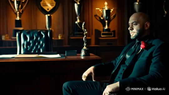 Mysterious Authority Figure in Shadowy Room – AI Generated Video | Hailuo AI