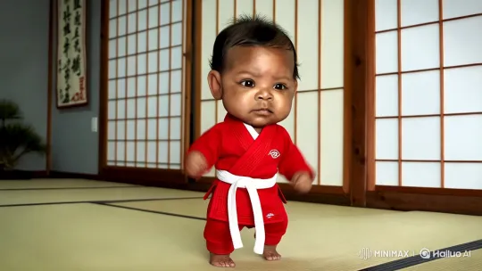 Baby Boy's Delightful Martial Arts Display – AI Generated Video | Hailuo AI