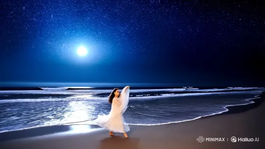 Starlit Beach and Dance of Freedom – AI Generated Video | Hailuo AI