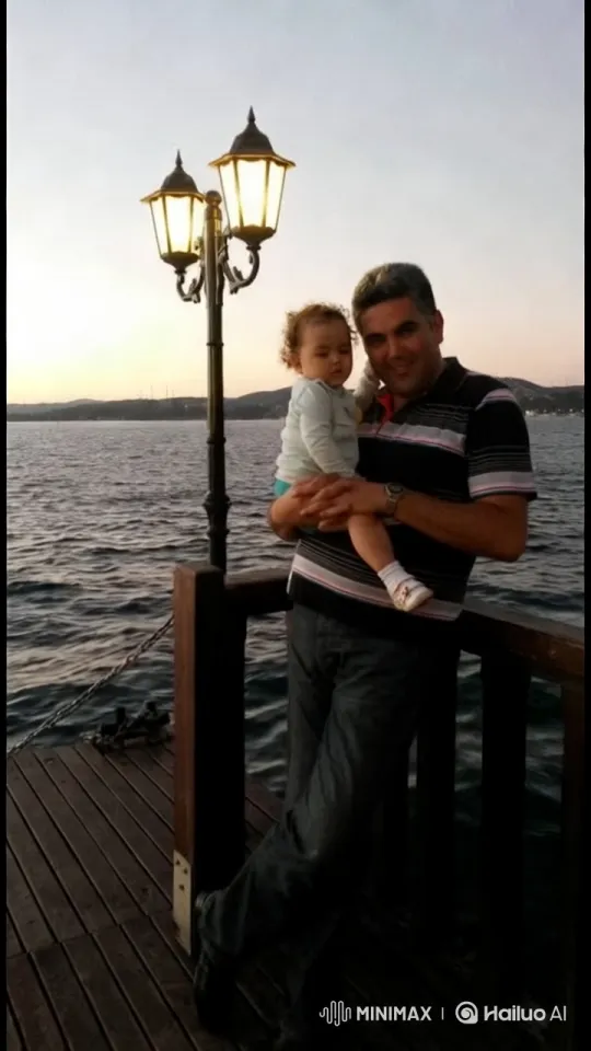Tranquil Evening on Wooden Pier with Father and Child – AI Generated Video | Hailuo AI