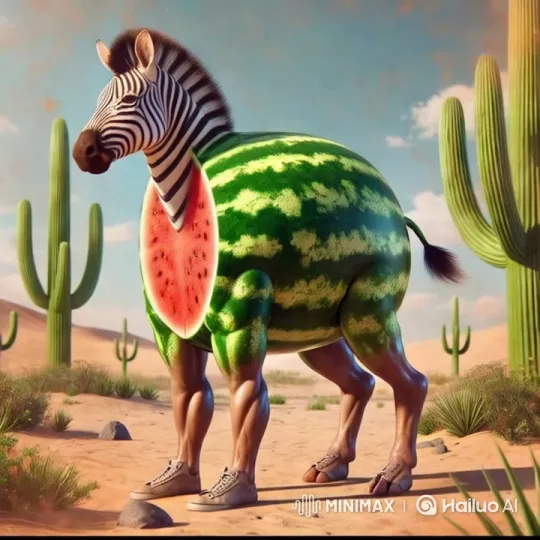 Zebra with Watermelon Body Performs Martial Arts – AI Generated Video | Hailuo AI