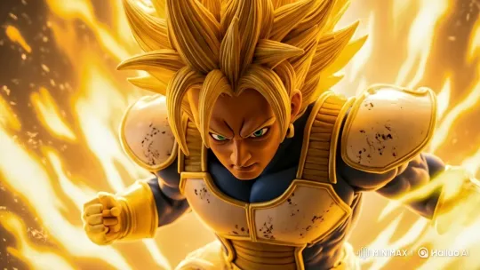 Fierce Saiyan Prince Prepares for Battle – AI Generated Video | Hailuo AI