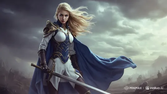 Epic Fantasy Warrior: Grandeur on a Dramatic Battlefield – AI Generated Video | Hailuo AI
