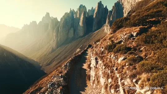 Ethereal Mountain Trail: Immersive FPV Journey – AI Generated Video | Hailuo AI