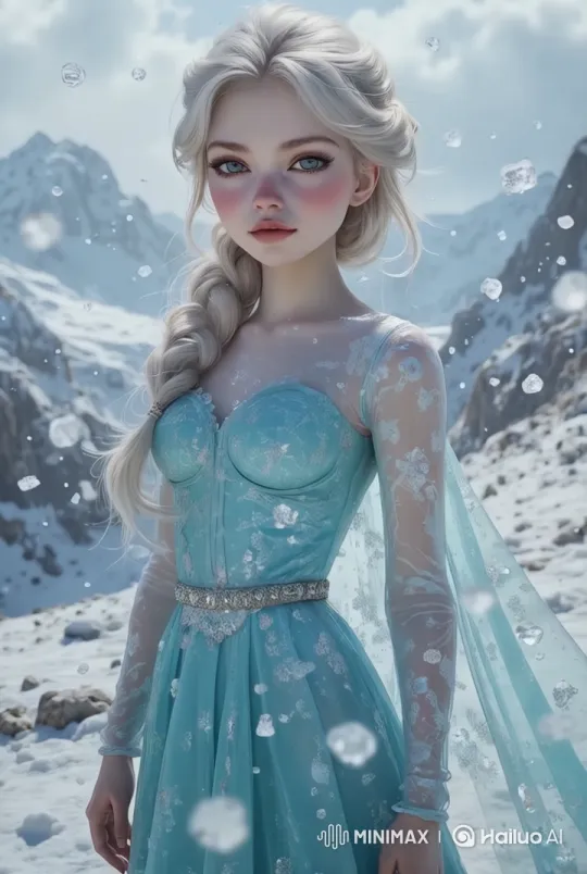 Enchanted Winter: Gentle Smile Amidst Snowy Peaks – AI Generated Video | Hailuo AI