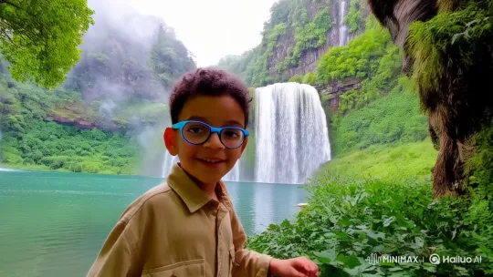Boy Explores Mystical Mountains in Serene Nature Film – AI Generated Video | Hailuo AI